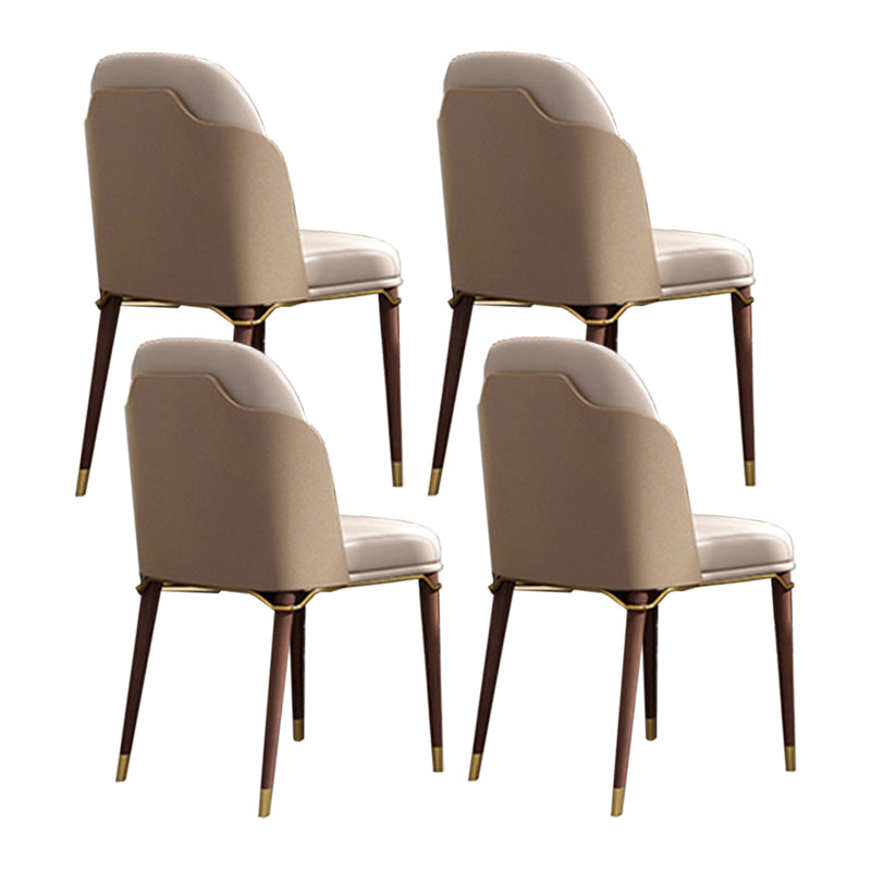 Glam Style Armless Chair Wood Parsons Side Chair for Kitchen 20"x20.8"x34.6" Off-White 4 Piece Set Clearhalo 'Dining Chairs' 'Dining Tables & Seating' 'dining_chair' 'furn' 'furn_dining_chair' 'Furniture' 'furniture_dining_chair' 'Kitchen & Dining Furniture' 4854393