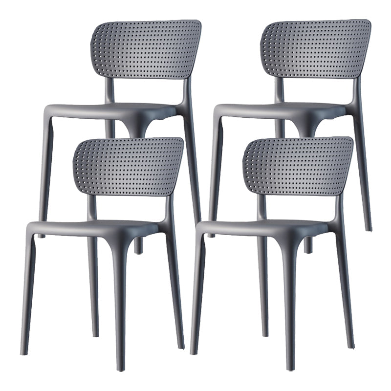 Contemporary Plastic Patio Dining Side Chair Open Back Dining Side Chair Grey 4 Piece Set Clearhalo 'Dining Chairs' 'Dining Tables & Seating' 'dining_chair' 'furn' 'furn_dining_chair' 'Furniture' 'furniture_dining_chair' 'Kitchen & Dining Furniture' 4854403