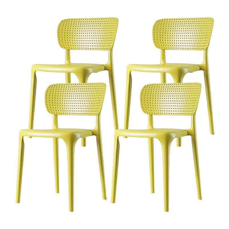 Contemporary Plastic Patio Dining Side Chair Open Back Dining Side Chair Yellow 4 Piece Set Clearhalo 'Dining Chairs' 'Dining Tables & Seating' 'dining_chair' 'furn' 'furn_dining_chair' 'Furniture' 'furniture_dining_chair' 'Kitchen & Dining Furniture' 4854409