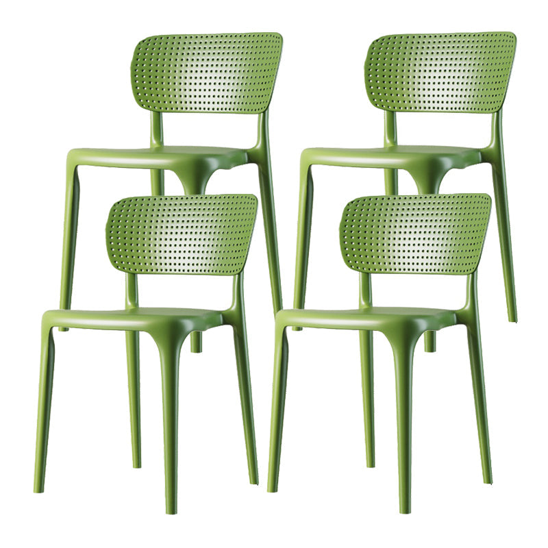 Contemporary Plastic Patio Dining Side Chair Open Back Dining Side Chair Green 4 Piece Set Clearhalo 'Dining Chairs' 'Dining Tables & Seating' 'dining_chair' 'furn' 'furn_dining_chair' 'Furniture' 'furniture_dining_chair' 'Kitchen & Dining Furniture' 4854416