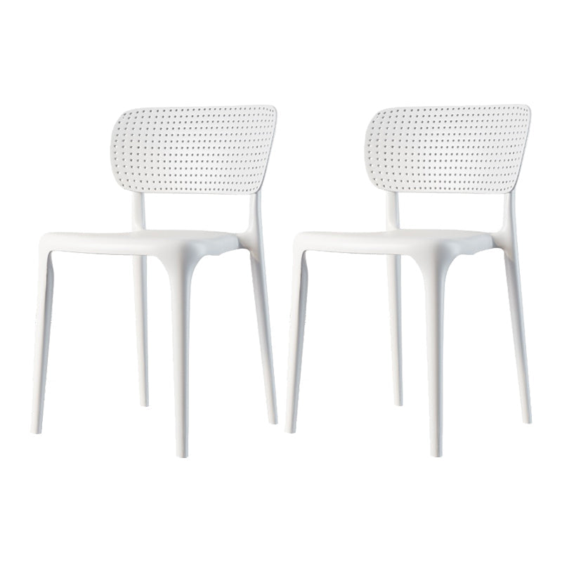 Contemporary Plastic Patio Dining Side Chair Open Back Dining Side Chair White 2 Piece Set Clearhalo 'Dining Chairs' 'Dining Tables & Seating' 'dining_chair' 'furn' 'furn_dining_chair' 'Furniture' 'furniture_dining_chair' 'Kitchen & Dining Furniture' 4854423