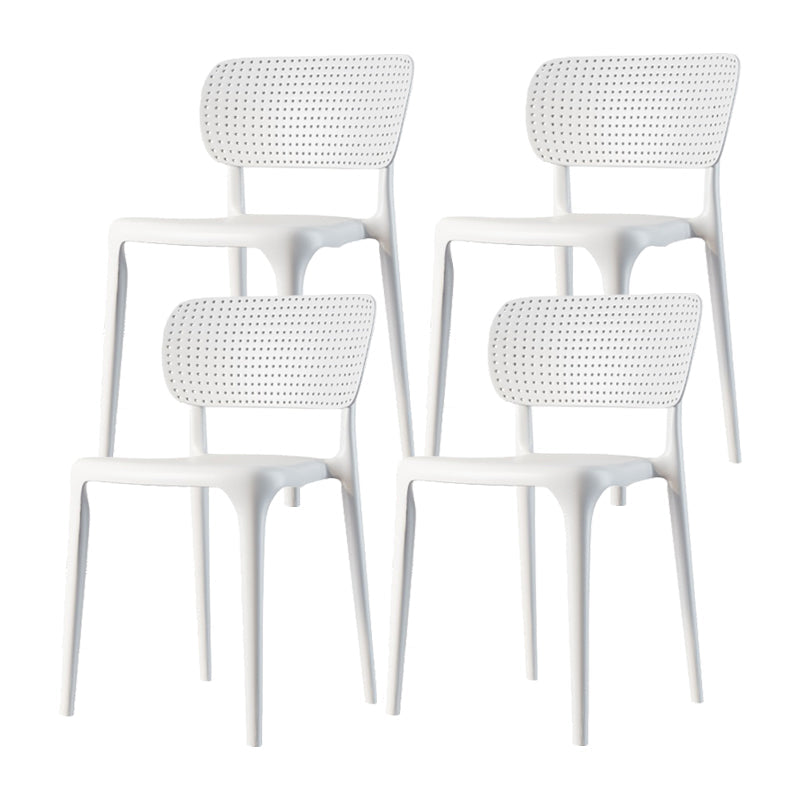 Contemporary Plastic Patio Dining Side Chair Open Back Dining Side Chair White 4 Piece Set Clearhalo 'Dining Chairs' 'Dining Tables & Seating' 'dining_chair' 'furn' 'furn_dining_chair' 'Furniture' 'furniture_dining_chair' 'Kitchen & Dining Furniture' 4854424