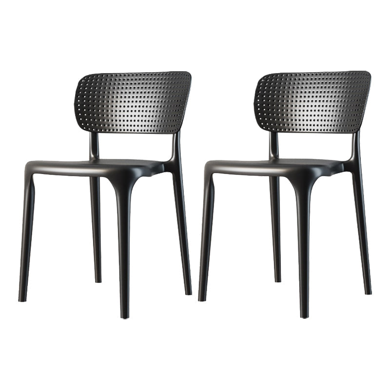 Contemporary Plastic Patio Dining Side Chair Open Back Dining Side Chair Black 2 Piece Set Clearhalo 'Dining Chairs' 'Dining Tables & Seating' 'dining_chair' 'furn' 'furn_dining_chair' 'Furniture' 'furniture_dining_chair' 'Kitchen & Dining Furniture' 4854426