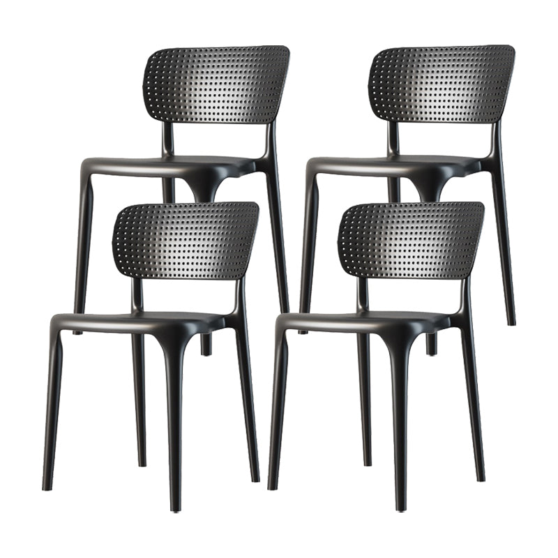 Contemporary Plastic Patio Dining Side Chair Open Back Dining Side Chair Black 4 Piece Set Clearhalo 'Dining Chairs' 'Dining Tables & Seating' 'dining_chair' 'furn' 'furn_dining_chair' 'Furniture' 'furniture_dining_chair' 'Kitchen & Dining Furniture' 4854427
