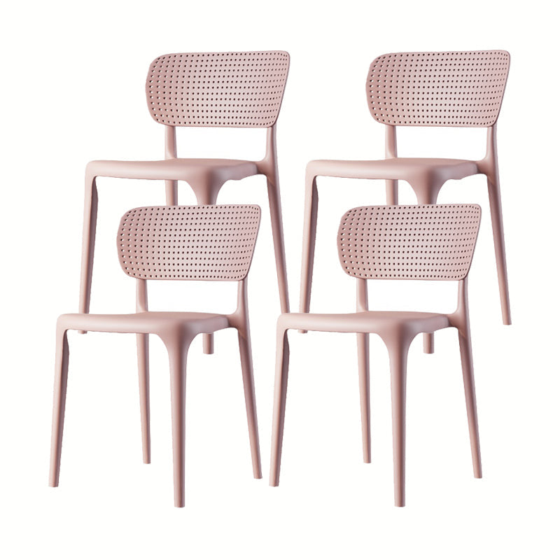 Contemporary Plastic Patio Dining Side Chair Open Back Dining Side Chair Rose Bloom 4 Piece Set Clearhalo 'Dining Chairs' 'Dining Tables & Seating' 'dining_chair' 'furn' 'furn_dining_chair' 'Furniture' 'furniture_dining_chair' 'Kitchen & Dining Furniture' 4854433