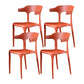 Nordic Style Side Chair Plastic Open Back Dining Side Chair for Patio Dining Red 4 Piece Set Clearhalo 'Dining Chairs' 'Dining Tables & Seating' 'dining_chair' 'furn' 'furn_dining_chair' 'Furniture' 'furniture_dining_chair' 'Kitchen & Dining Furniture' 4854436