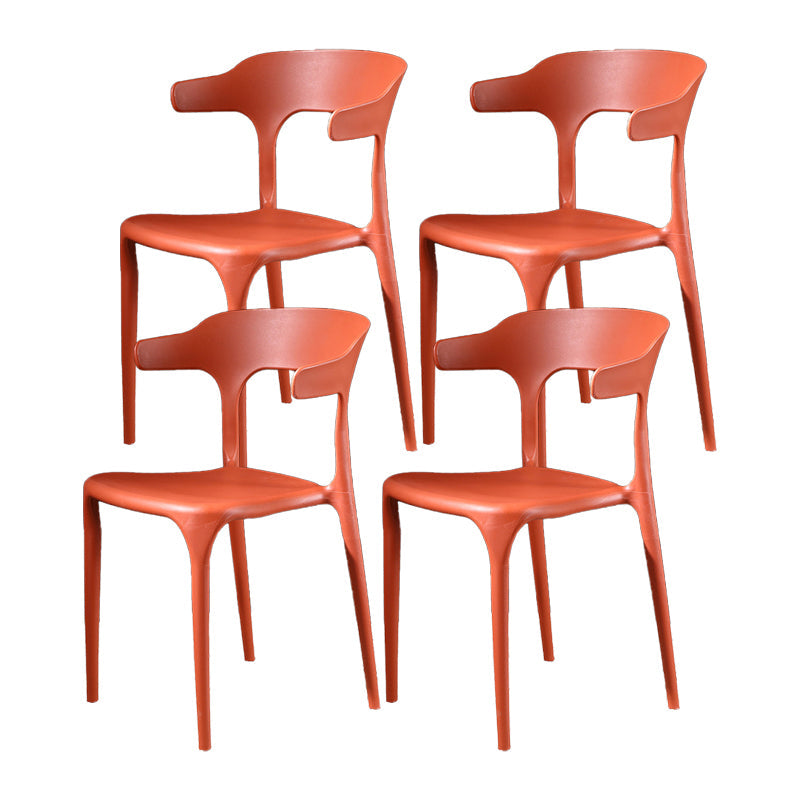 Nordic Style Side Chair Plastic Open Back Dining Side Chair for Patio Dining Red 4 Piece Set Clearhalo 'Dining Chairs' 'Dining Tables & Seating' 'dining_chair' 'furn' 'furn_dining_chair' 'Furniture' 'furniture_dining_chair' 'Kitchen & Dining Furniture' 4854436