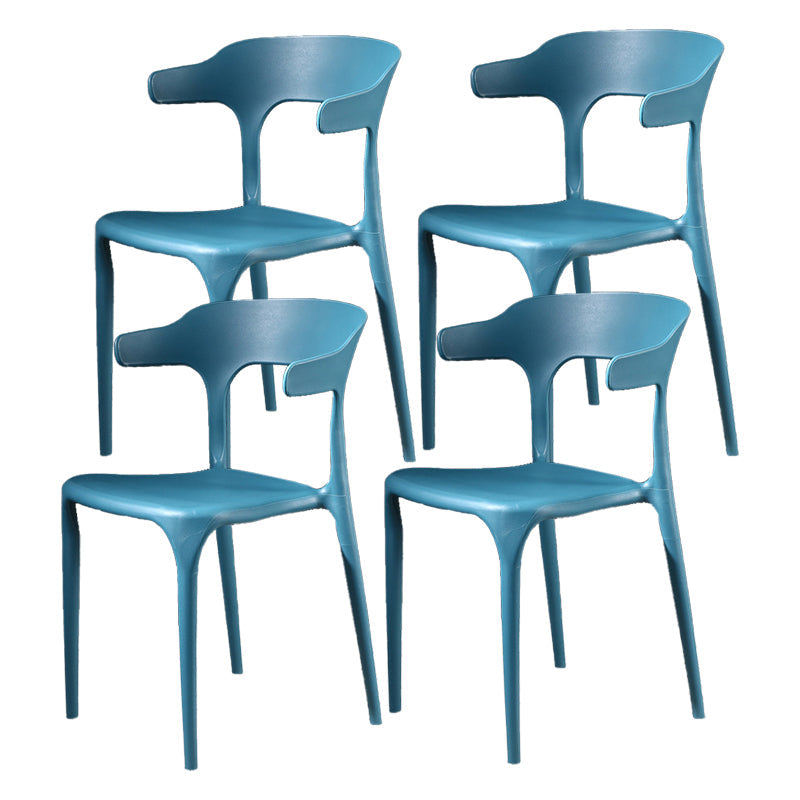 Nordic Style Side Chair Plastic Open Back Dining Side Chair for Patio Dining Blue 4 Piece Set Clearhalo 'Dining Chairs' 'Dining Tables & Seating' 'dining_chair' 'furn' 'furn_dining_chair' 'Furniture' 'furniture_dining_chair' 'Kitchen & Dining Furniture' 4854437