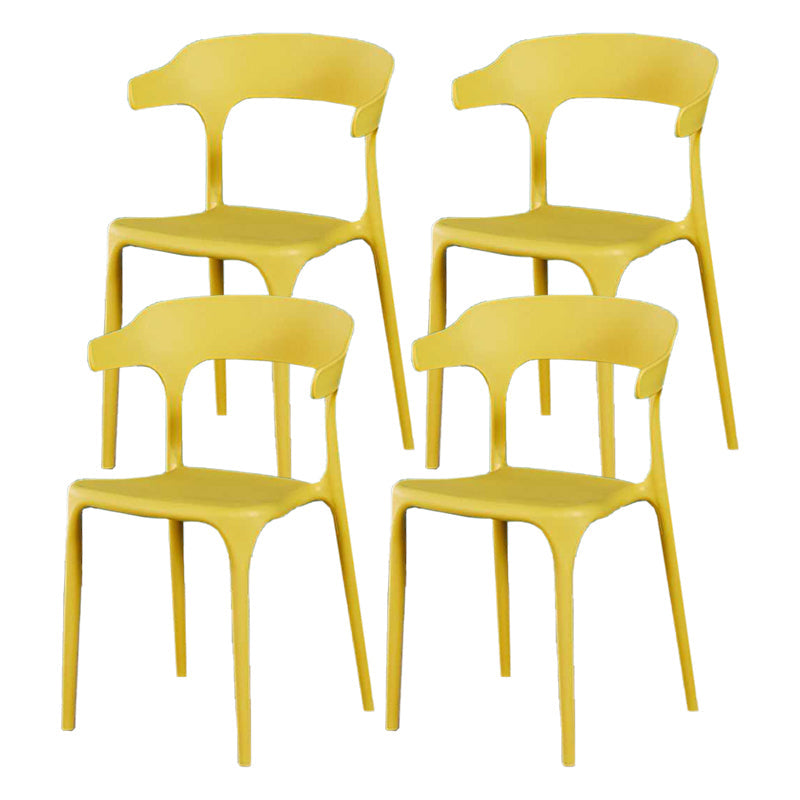 Nordic Style Side Chair Plastic Open Back Dining Side Chair for Patio Dining Beige 4 Piece Set Clearhalo 'Dining Chairs' 'Dining Tables & Seating' 'dining_chair' 'furn' 'furn_dining_chair' 'Furniture' 'furniture_dining_chair' 'Kitchen & Dining Furniture' 4854439