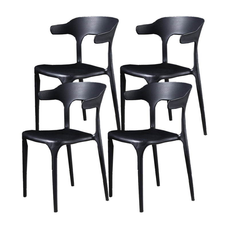 Nordic Style Side Chair Plastic Open Back Dining Side Chair for Patio Dining Black 4 Piece Set Clearhalo 'Dining Chairs' 'Dining Tables & Seating' 'dining_chair' 'furn' 'furn_dining_chair' 'Furniture' 'furniture_dining_chair' 'Kitchen & Dining Furniture' 4854441