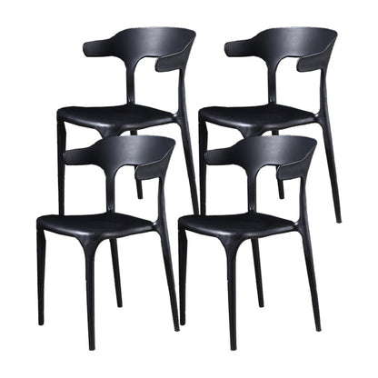 Nordic Style Side Chair Plastic Open Back Dining Side Chair for Patio Dining Black 4 Piece Set Clearhalo 'Dining Chairs' 'Dining Tables & Seating' 'dining_chair' 'furn' 'furn_dining_chair' 'Furniture' 'furniture_dining_chair' 'Kitchen & Dining Furniture' 4854441