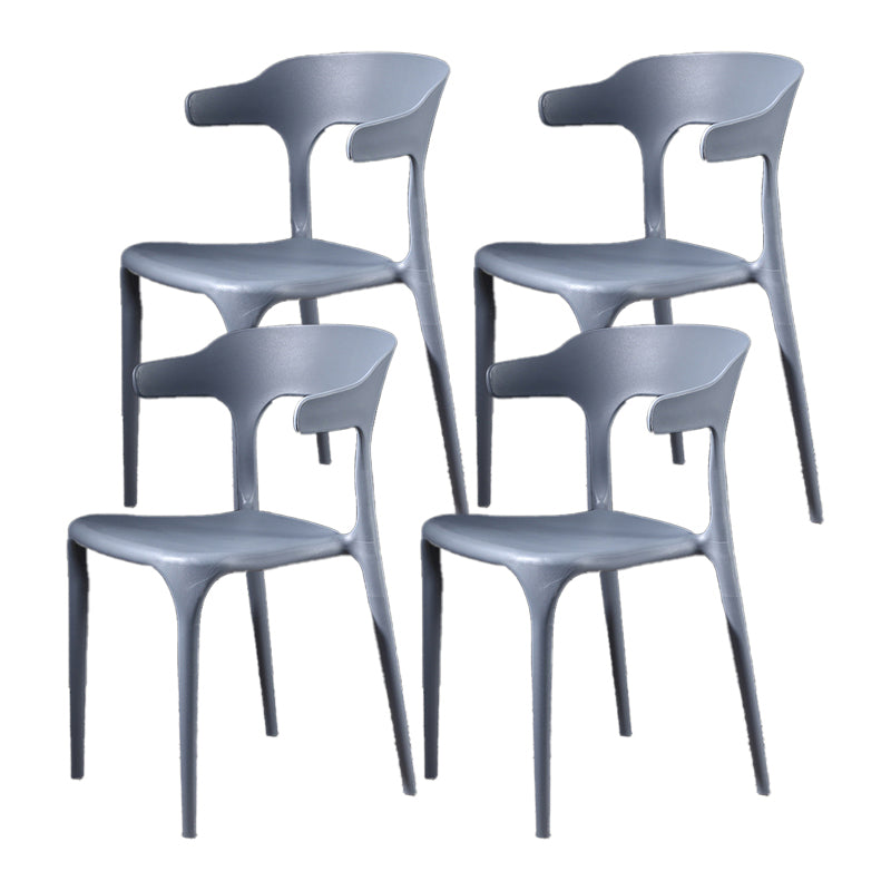 Nordic Style Side Chair Plastic Open Back Dining Side Chair for Patio Dining Grey 4 Piece Set Clearhalo 'Dining Chairs' 'Dining Tables & Seating' 'dining_chair' 'furn' 'furn_dining_chair' 'Furniture' 'furniture_dining_chair' 'Kitchen & Dining Furniture' 4854443