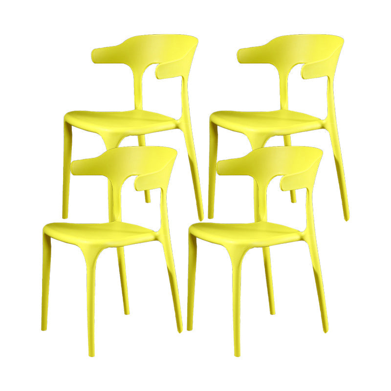 Nordic Style Side Chair Plastic Open Back Dining Side Chair for Patio Dining Yellow 4 Piece Set Clearhalo 'Dining Chairs' 'Dining Tables & Seating' 'dining_chair' 'furn' 'furn_dining_chair' 'Furniture' 'furniture_dining_chair' 'Kitchen & Dining Furniture' 4854445