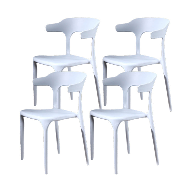 Nordic Style Side Chair Plastic Open Back Dining Side Chair for Patio Dining White 4 Piece Set Clearhalo 'Dining Chairs' 'Dining Tables & Seating' 'dining_chair' 'furn' 'furn_dining_chair' 'Furniture' 'furniture_dining_chair' 'Kitchen & Dining Furniture' 4854448