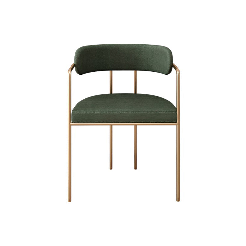 Glam Metal Arm Chair Open Back Dining Side Chair with Upholstered 20"x20.4"x31" Green 1 Piece Clearhalo 'Dining Chairs' 'Dining Tables & Seating' 'dining_chair' 'furn' 'furn_dining_chair' 'Furniture' 'furniture_dining_chair' 'Kitchen & Dining Furniture' 4854474