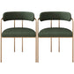 Glam Metal Arm Chair Open Back Dining Side Chair with Upholstered 20"x20.4"x31" Green 2 Piece Set Clearhalo 'Dining Chairs' 'Dining Tables & Seating' 'dining_chair' 'furn' 'furn_dining_chair' 'Furniture' 'furniture_dining_chair' 'Kitchen & Dining Furniture' 4854477