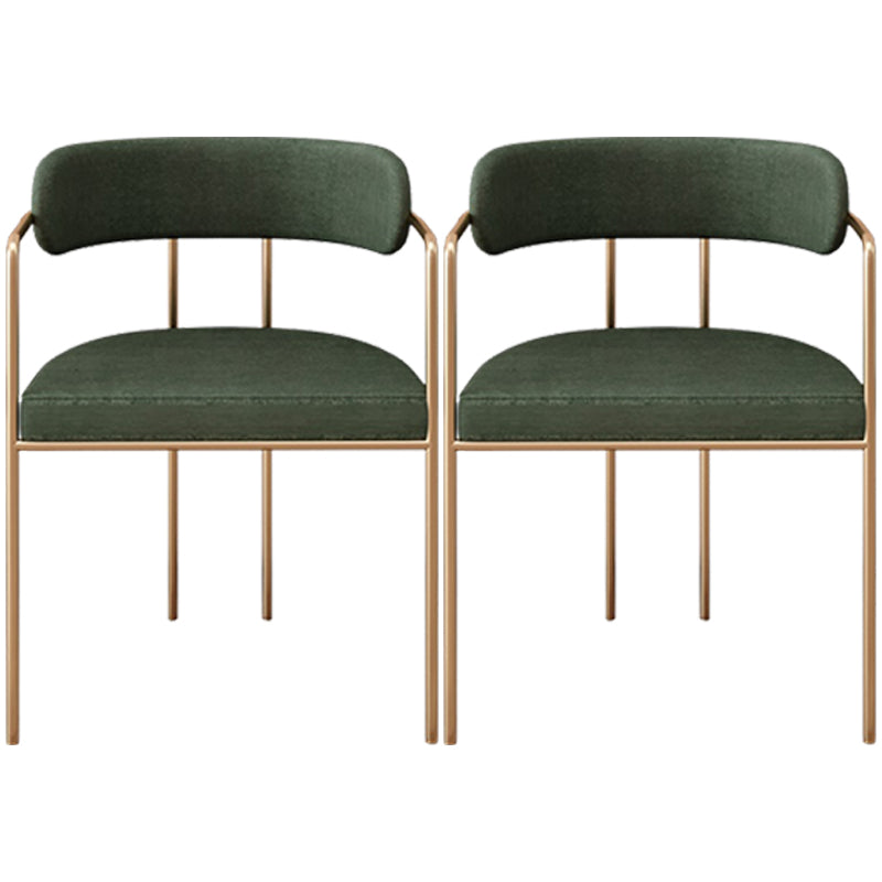 Glam Metal Arm Chair Open Back Dining Side Chair with Upholstered 20"x20.4"x31" Green 2 Piece Set Clearhalo 'Dining Chairs' 'Dining Tables & Seating' 'dining_chair' 'furn' 'furn_dining_chair' 'Furniture' 'furniture_dining_chair' 'Kitchen & Dining Furniture' 4854477