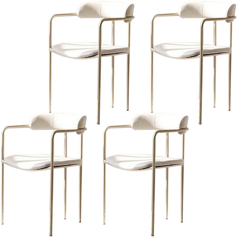 Glam Metal Arm Chair Open Back Dining Side Chair with Upholstered 20"x20.4"x31" Off-White 4 Piece Set Clearhalo 'Dining Chairs' 'Dining Tables & Seating' 'dining_chair' 'furn' 'furn_dining_chair' 'Furniture' 'furniture_dining_chair' 'Kitchen & Dining Furniture' 4854479