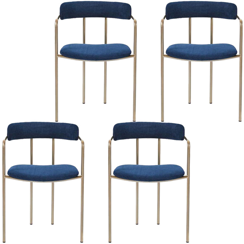 Glam Metal Arm Chair Open Back Dining Side Chair with Upholstered 20"x20.4"x31" Blue 4 Piece Set Clearhalo 'Dining Chairs' 'Dining Tables & Seating' 'dining_chair' 'furn' 'furn_dining_chair' 'Furniture' 'furniture_dining_chair' 'Kitchen & Dining Furniture' 4854483