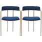 Glam Metal Arm Chair Open Back Dining Side Chair with Upholstered 20"x20.4"x31" Blue 2 Piece Set Clearhalo 'Dining Chairs' 'Dining Tables & Seating' 'dining_chair' 'furn' 'furn_dining_chair' 'Furniture' 'furniture_dining_chair' 'Kitchen & Dining Furniture' 4854486