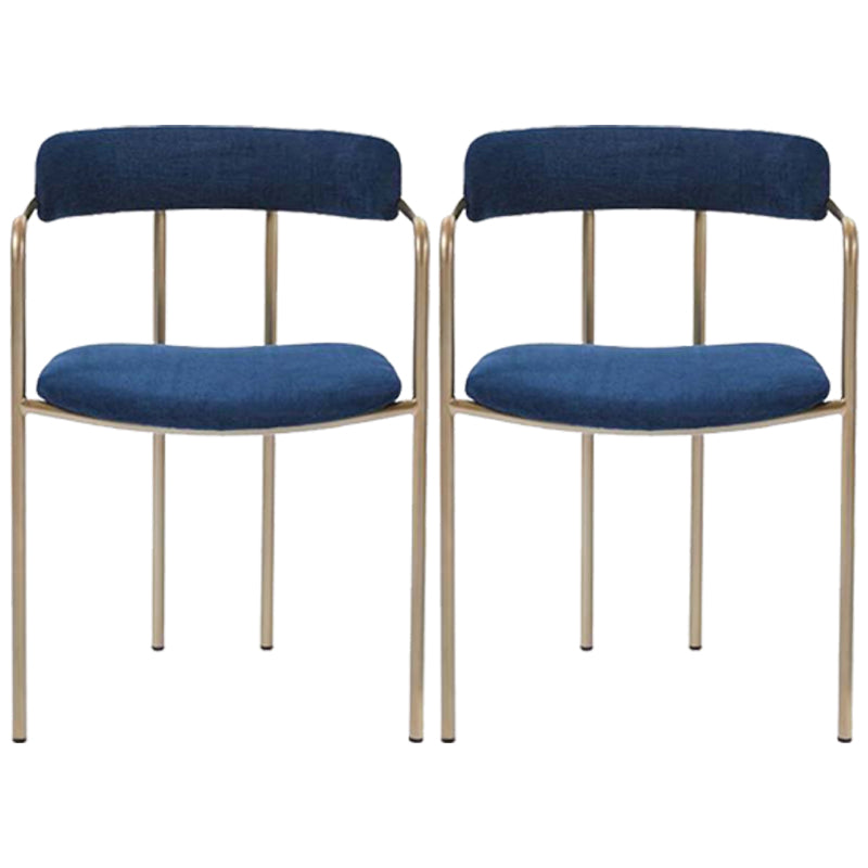 Glam Metal Arm Chair Open Back Dining Side Chair with Upholstered 20"x20.4"x31" Blue 2 Piece Set Clearhalo 'Dining Chairs' 'Dining Tables & Seating' 'dining_chair' 'furn' 'furn_dining_chair' 'Furniture' 'furniture_dining_chair' 'Kitchen & Dining Furniture' 4854486