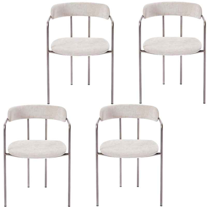 Glam Metal Arm Chair Open Back Dining Side Chair with Upholstered 20"x20.4"x31" White-Silver 4 Piece Set Clearhalo 'Dining Chairs' 'Dining Tables & Seating' 'dining_chair' 'furn' 'furn_dining_chair' 'Furniture' 'furniture_dining_chair' 'Kitchen & Dining Furniture' 4854487