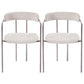 Glam Metal Arm Chair Open Back Dining Side Chair with Upholstered 20"x20.4"x31" White-Silver 2 Piece Set Clearhalo 'Dining Chairs' 'Dining Tables & Seating' 'dining_chair' 'furn' 'furn_dining_chair' 'Furniture' 'furniture_dining_chair' 'Kitchen & Dining Furniture' 4854489