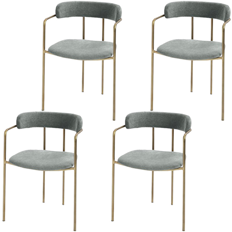 Glam Metal Arm Chair Open Back Dining Side Chair with Upholstered 20"x20.4"x31" Grey 4 Piece Set Clearhalo 'Dining Chairs' 'Dining Tables & Seating' 'dining_chair' 'furn' 'furn_dining_chair' 'Furniture' 'furniture_dining_chair' 'Kitchen & Dining Furniture' 4854490
