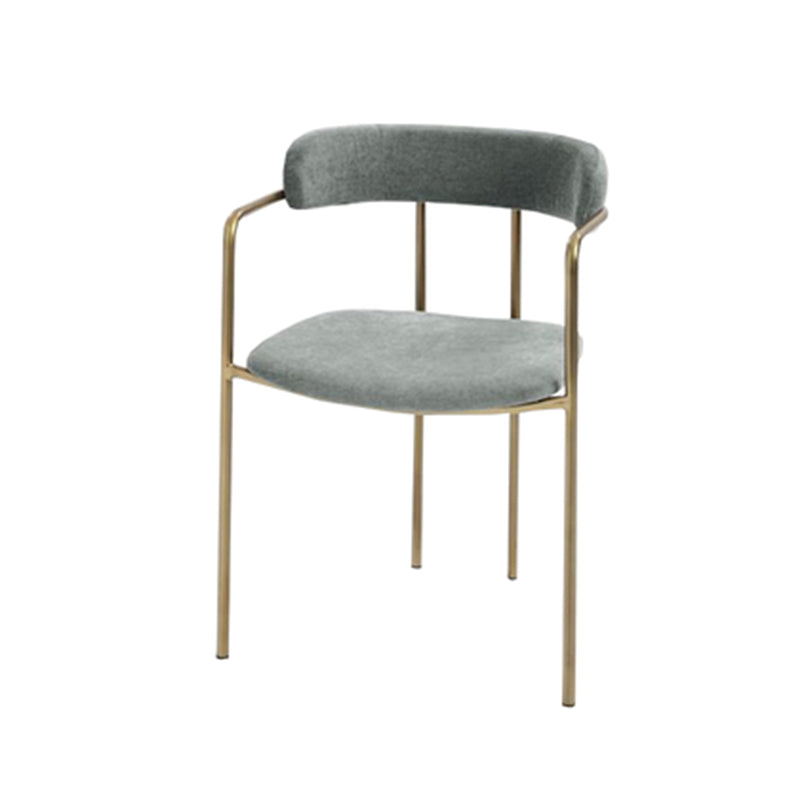 Glam Metal Arm Chair Open Back Dining Side Chair with Upholstered 20"x20.4"x31" Grey 1 Piece Clearhalo 'Dining Chairs' 'Dining Tables & Seating' 'dining_chair' 'furn' 'furn_dining_chair' 'Furniture' 'furniture_dining_chair' 'Kitchen & Dining Furniture' 4854491
