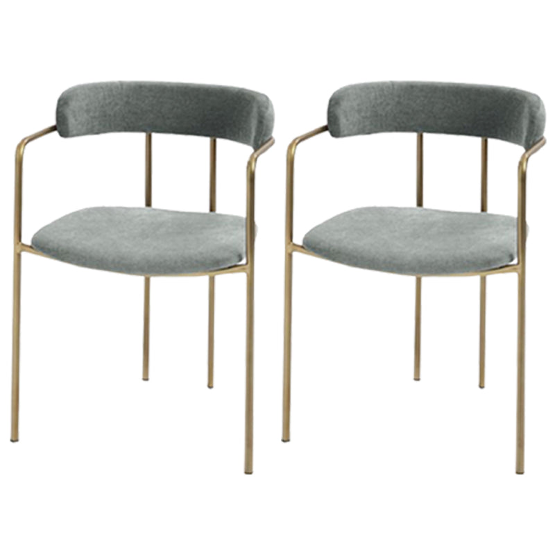 Glam Metal Arm Chair Open Back Dining Side Chair with Upholstered 20"x20.4"x31" Grey 2 Piece Set Clearhalo 'Dining Chairs' 'Dining Tables & Seating' 'dining_chair' 'furn' 'furn_dining_chair' 'Furniture' 'furniture_dining_chair' 'Kitchen & Dining Furniture' 4854492
