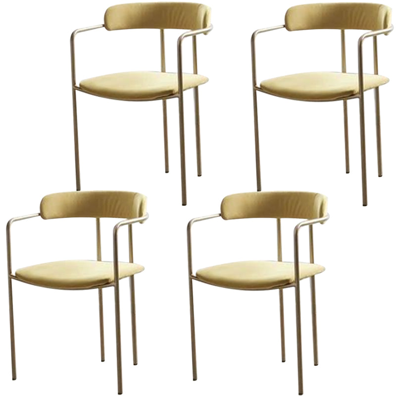 Glam Metal Arm Chair Open Back Dining Side Chair with Upholstered 20"x20.4"x31" Yellow 4 Piece Set Clearhalo 'Dining Chairs' 'Dining Tables & Seating' 'dining_chair' 'furn' 'furn_dining_chair' 'Furniture' 'furniture_dining_chair' 'Kitchen & Dining Furniture' 4854493