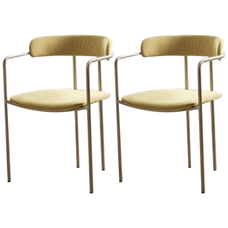 Glam Metal Arm Chair Open Back Dining Side Chair with Upholstered 20"x20.4"x31" Yellow 2 Piece Set Clearhalo 'Dining Chairs' 'Dining Tables & Seating' 'dining_chair' 'furn' 'furn_dining_chair' 'Furniture' 'furniture_dining_chair' 'Kitchen & Dining Furniture' 4854494
