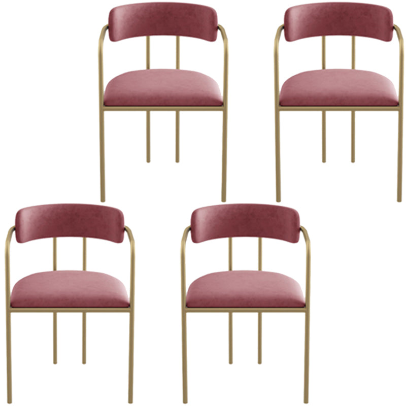 Glam Metal Arm Chair Open Back Dining Side Chair with Upholstered 20"x20.4"x31" Pink 4 Piece Set Clearhalo 'Dining Chairs' 'Dining Tables & Seating' 'dining_chair' 'furn' 'furn_dining_chair' 'Furniture' 'furniture_dining_chair' 'Kitchen & Dining Furniture' 4854495