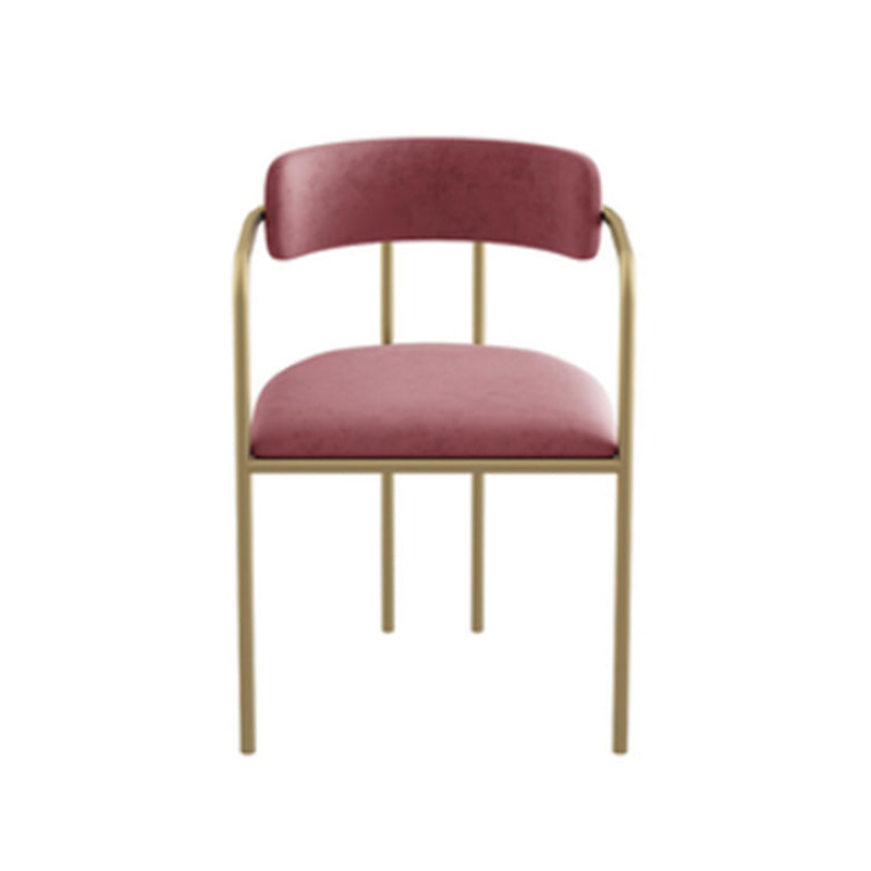 Glam Metal Arm Chair Open Back Dining Side Chair with Upholstered 20"x20.4"x31" Pink 1 Piece Clearhalo 'Dining Chairs' 'Dining Tables & Seating' 'dining_chair' 'furn' 'furn_dining_chair' 'Furniture' 'furniture_dining_chair' 'Kitchen & Dining Furniture' 4854496