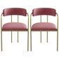 Glam Metal Arm Chair Open Back Dining Side Chair with Upholstered 20"x20.4"x31" Pink 2 Piece Set Clearhalo 'Dining Chairs' 'Dining Tables & Seating' 'dining_chair' 'furn' 'furn_dining_chair' 'Furniture' 'furniture_dining_chair' 'Kitchen & Dining Furniture' 4854497