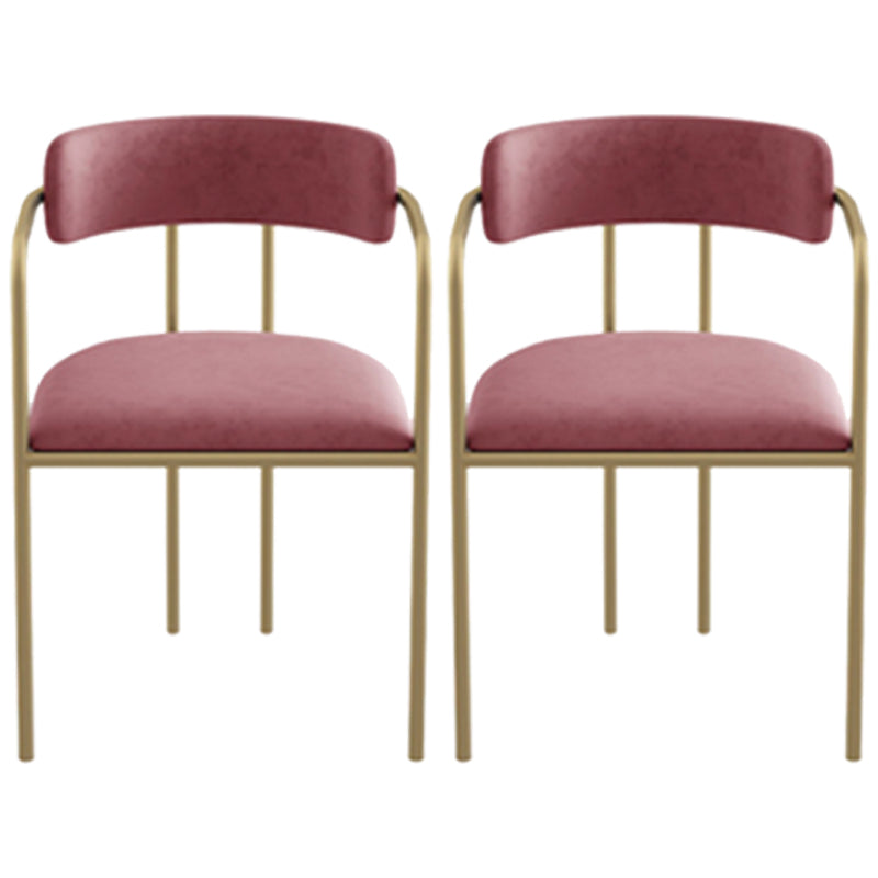 Glam Metal Arm Chair Open Back Dining Side Chair with Upholstered 20"x20.4"x31" Pink 2 Piece Set Clearhalo 'Dining Chairs' 'Dining Tables & Seating' 'dining_chair' 'furn' 'furn_dining_chair' 'Furniture' 'furniture_dining_chair' 'Kitchen & Dining Furniture' 4854497
