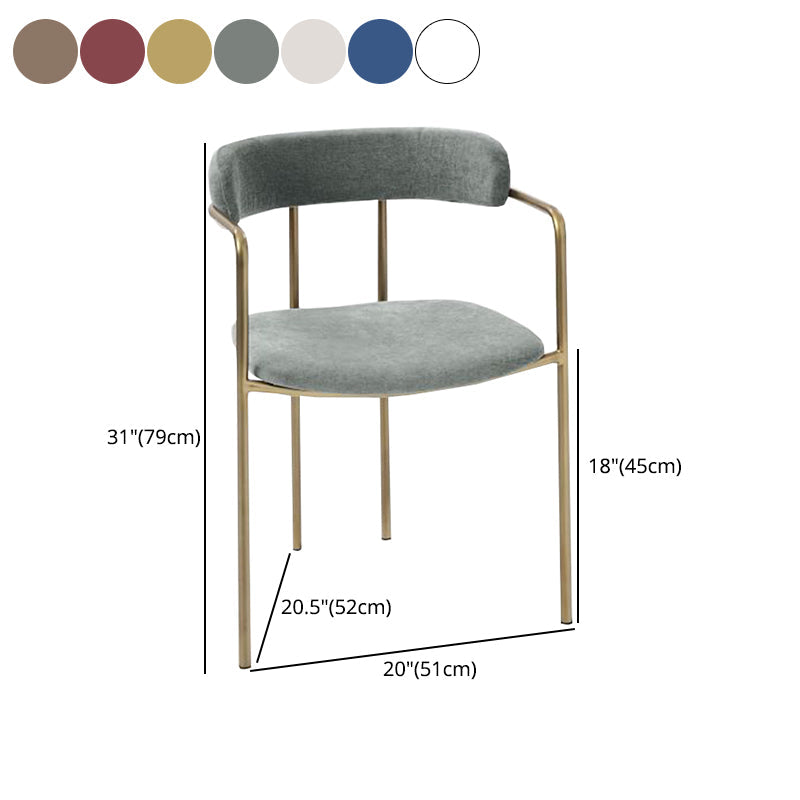 Glam Metal Arm Chair Open Back Dining Side Chair with Upholstered 20"x20.4"x31" Clearhalo 'Dining Chairs' 'Dining Tables & Seating' 'dining_chair' 'furn' 'furn_dining_chair' 'Furniture' 'furniture_dining_chair' 'Kitchen & Dining Furniture' 4854501