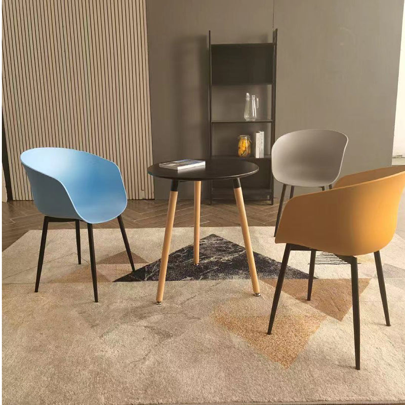 Nordic Style Arm Chair Plastic Home Side Chair with Black Legs 22"x22"x30.3" Clearhalo 'Dining Chairs' 'Dining Tables & Seating' 'dining_chair' 'Furniture' 'furniture_dining_chair' 'Kitchen & Dining Furniture' 4854502