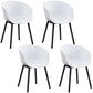 Nordic Style Arm Chair Plastic Home Side Chair with Black Legs 22"x22"x30.3" White Set of 4 Clearhalo 'Dining Chairs' 'Dining Tables & Seating' 'dining_chair' 'Furniture' 'furniture_dining_chair' 'Kitchen & Dining Furniture' 4854503