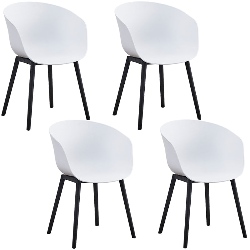 Nordic Style Arm Chair Plastic Home Side Chair with Black Legs 22"x22"x30.3" White Set of 4 Clearhalo 'Dining Chairs' 'Dining Tables & Seating' 'dining_chair' 'Furniture' 'furniture_dining_chair' 'Kitchen & Dining Furniture' 4854503
