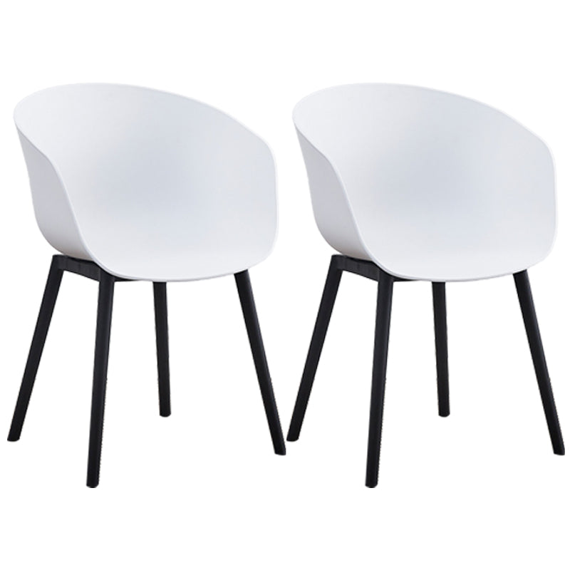 Nordic Style Arm Chair Plastic Home Side Chair with Black Legs 22"x22"x30.3" White Set of 2 Clearhalo 'Dining Chairs' 'Dining Tables & Seating' 'dining_chair' 'Furniture' 'furniture_dining_chair' 'Kitchen & Dining Furniture' 4854506