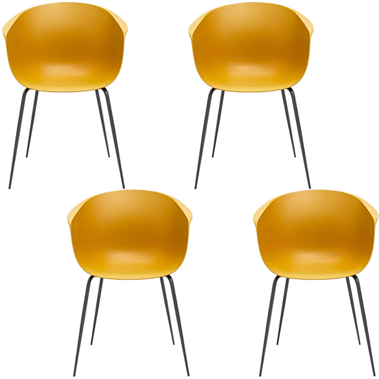 Nordic Style Arm Chair Plastic Home Side Chair with Black Legs 22"x22"x30.3" Ginger Set of 4 Clearhalo 'Dining Chairs' 'Dining Tables & Seating' 'dining_chair' 'Furniture' 'furniture_dining_chair' 'Kitchen & Dining Furniture' 4854509
