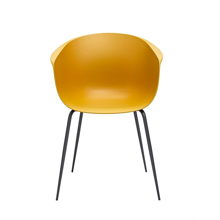 Nordic Style Arm Chair Plastic Home Side Chair with Black Legs 22"x22"x30.3" Ginger 1 Piece Clearhalo 'Dining Chairs' 'Dining Tables & Seating' 'dining_chair' 'Furniture' 'furniture_dining_chair' 'Kitchen & Dining Furniture' 4854510