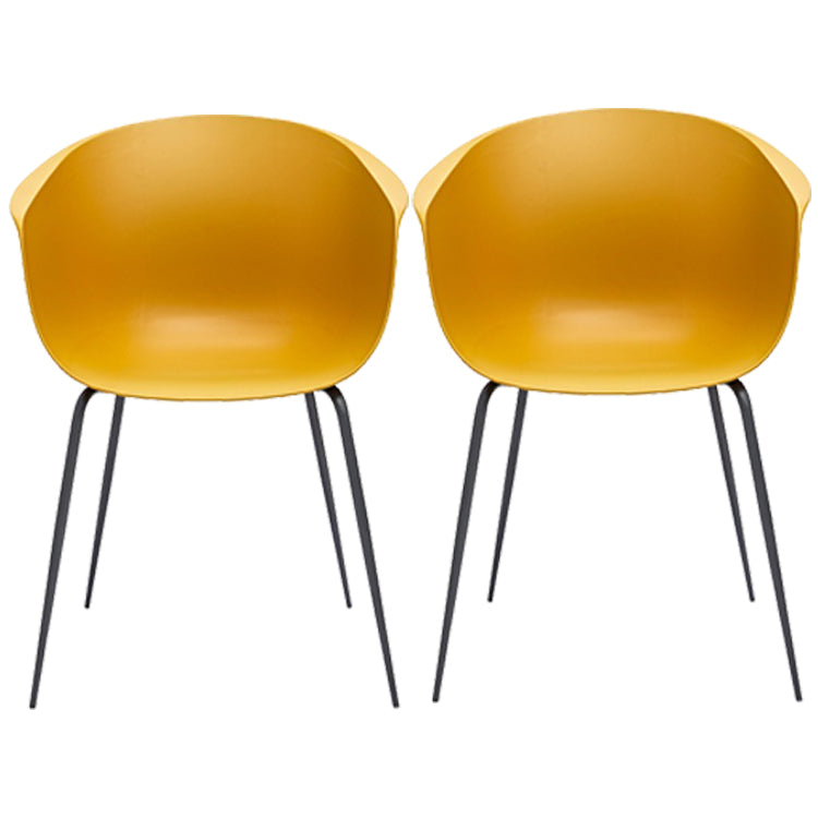 Nordic Style Arm Chair Plastic Home Side Chair with Black Legs 22"x22"x30.3" Ginger Set of 2 Clearhalo 'Dining Chairs' 'Dining Tables & Seating' 'dining_chair' 'Furniture' 'furniture_dining_chair' 'Kitchen & Dining Furniture' 4854513