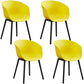 Nordic Style Arm Chair Plastic Home Side Chair with Black Legs 22"x22"x30.3" Yellow Set of 4 Clearhalo 'Dining Chairs' 'Dining Tables & Seating' 'dining_chair' 'Furniture' 'furniture_dining_chair' 'Kitchen & Dining Furniture' 4854515