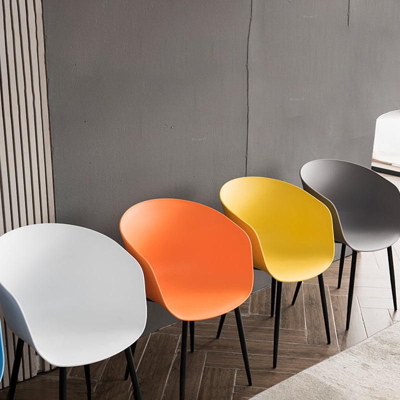 Nordic Style Arm Chair Plastic Home Side Chair with Black Legs 22"x22"x30.3" Clearhalo 'Dining Chairs' 'Dining Tables & Seating' 'dining_chair' 'Furniture' 'furniture_dining_chair' 'Kitchen & Dining Furniture' 4854518