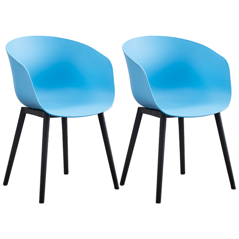 Nordic Style Arm Chair Plastic Home Side Chair with Black Legs 22"x22"x30.3" Blue Set of 2 Clearhalo 'Dining Chairs' 'Dining Tables & Seating' 'dining_chair' 'Furniture' 'furniture_dining_chair' 'Kitchen & Dining Furniture' 4854522