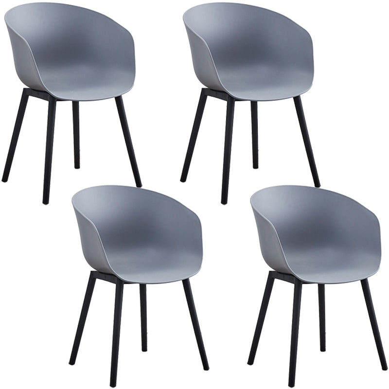 Nordic Style Arm Chair Plastic Home Side Chair with Black Legs 22"x22"x30.3" Grey Set of 4 Clearhalo 'Dining Chairs' 'Dining Tables & Seating' 'dining_chair' 'Furniture' 'furniture_dining_chair' 'Kitchen & Dining Furniture' 4854523