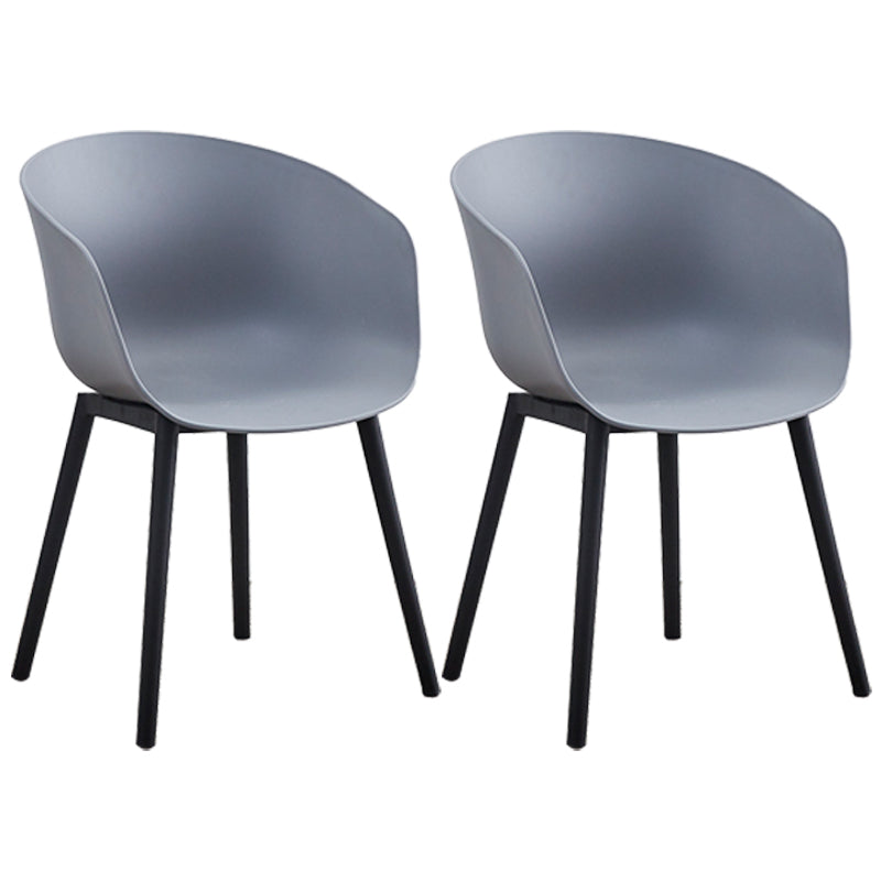 Nordic Style Arm Chair Plastic Home Side Chair with Black Legs 22"x22"x30.3" Grey Set of 2 Clearhalo 'Dining Chairs' 'Dining Tables & Seating' 'dining_chair' 'Furniture' 'furniture_dining_chair' 'Kitchen & Dining Furniture' 4854525