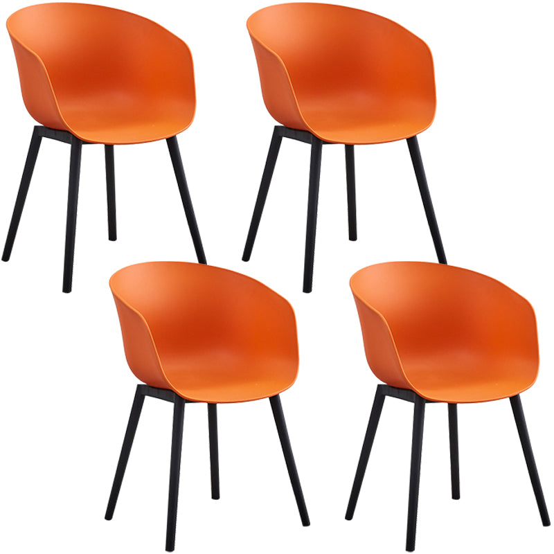 Nordic Style Arm Chair Plastic Home Side Chair with Black Legs 22"x22"x30.3" Orange Set of 4 Clearhalo 'Dining Chairs' 'Dining Tables & Seating' 'dining_chair' 'Furniture' 'furniture_dining_chair' 'Kitchen & Dining Furniture' 4854526